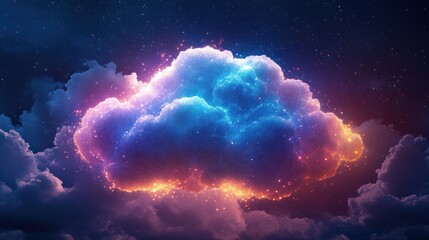 Wall Mural - A glowing cloud in a starry night sky.
