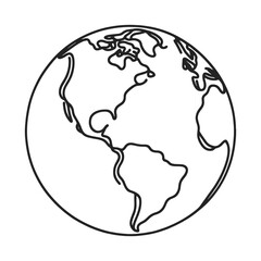 Wall Mural - Vector line image on white background, one line. planet earth pattern 