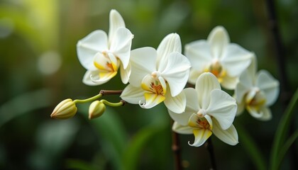 Wall Mural -  Elegance in bloom  A cluster of pristine white orchids