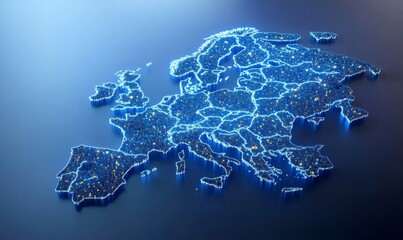 Wall Mural - european telecommunication and data transfer networks with global internet connectivity for communic