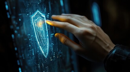 Hand Activating a Digital Shield on a Screen