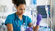 © Photography09 - Nurse checking IV fluid levels in a patient s room, attentive care, treatment, monitoring