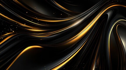 Wall Mural - abstract swirling black and gold design