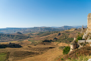 Pietraperzia, Sicily, Italy. Castello di Pietraperzia - castle, landmark. Summer sunny day