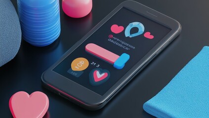 Aufkleber - A smartphone displaying a playful app interface with hearts and colorful icons.