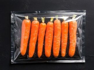 Poster - A pack of fresh carrots displayed in a sealed plastic bag.