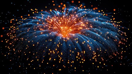 Wall Mural - Starry cosmic fireworks display with bright pink and blue sparks against a dark night sky Generative AI