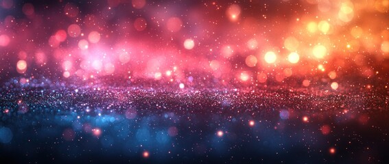 Wall Mural - golden cosmic dust and sparkles floating through a dark blue and black space background generative a
