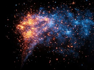 Wall Mural - colorful cosmic nebula with vibrant blue, pink, and orange lights in a starry night sky generative a