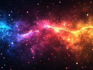 Wall Mural - colorful cosmic nebula with vibrant blue, pink, and orange lights in a starry night sky generative a