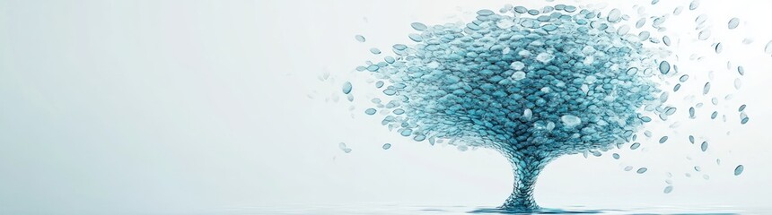 Aufkleber - A stylized tree formed from water droplets, symbolizing nature and purity.