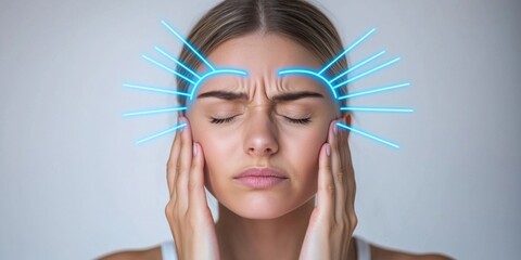 Woman experiencing stress indoor space emotional portrait minimalist environment close-up view mental health awareness