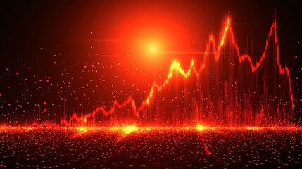Fototapete - Image of a red downward graph arrow symbolizing financial loss and crisis Bankruptcy concept with side empty space for text Stockphoto style