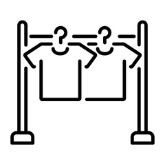 Sticker - A linear icon of hanging clothes on a rack