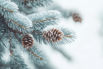 Close-up view of pine cones on a tree branch, ideal for nature-themed projects