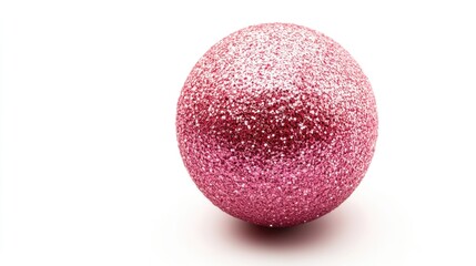 Poster - A small pink Christmas ornament sits on a white surface