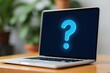 © NeedMoreMars - Modern Laptop Displaying Blue Question Mark, Ideal for Tech Blogging, Social Media, and Digital Marketing