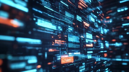 Wall Mural - concept of assembling a web page from modules that fly around the display. the web design studio con