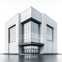 Poster - A building of a large modern warehouse on a white background.