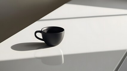 Aufkleber - Discover the beauty of minimalism through a solo black cup on a reflective surface