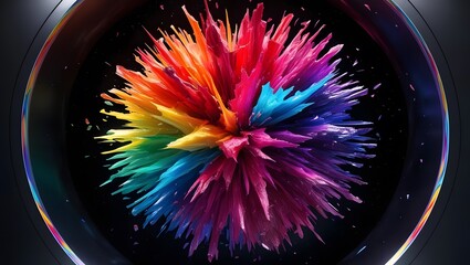 Aufkleber - Creative explosion of colorful crystals abstract art installation modern gallery vibrant environment close-up view visual concept