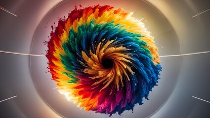 Poster - Spiraling color explosion abstract art digital creation vibrant palette close-up view artistic concept