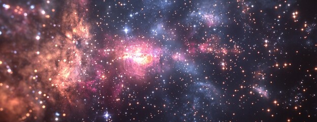Colorful nebula in outer space.