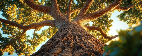 Poster - Majestic tree viewed from the ground, showcasing its expansive branches and rich foliage.