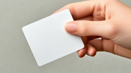 Hand holding blank card in soft light	