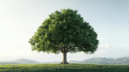 Poster - A majestic tree surrounded by butterflies in a serene natural landscape.