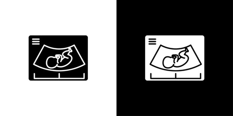 Ultrasonography icon Outline sign symbol set