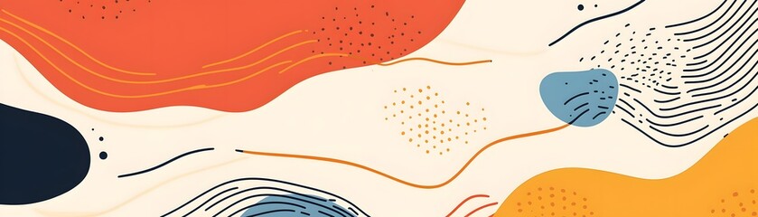 Wall Mural - abstract background with colorful shapes lines and dots