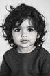 © Divyeshu - Black and white portrait of a little Indian girl child