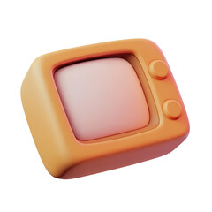 Wall Mural - old tv set 3d render icon isolated on transparent background cutout