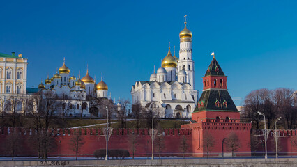 Moscow Kremlin Cathedral winter landscape embankment timelapse hyperlapse