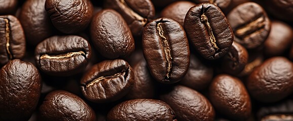 Wall Mural - Close-up coffee beans background, roasted coffee beans