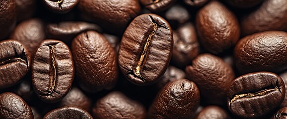 Wall Mural - Close-up coffee beans background, roasted coffee beans