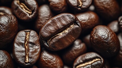 Wall Mural - Close-up coffee beans background, roasted coffee beans