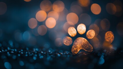 Wall Mural - abstract new year background featuring soft blurred holiday lights in warm tones against a dark blue