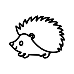 Wall Mural - Hedgehog icon linear logo mark in black and white