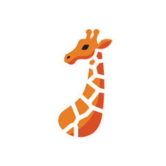 Wall Mural - giraffe simple single logo icon mascot black and white, isolated on transparent background