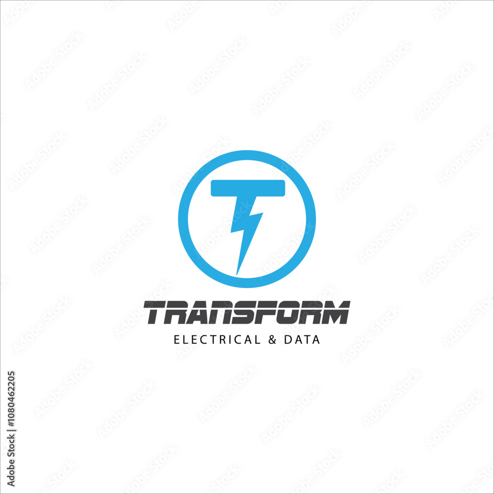 letter t and lightning bolt combination transforms logo design vector ...