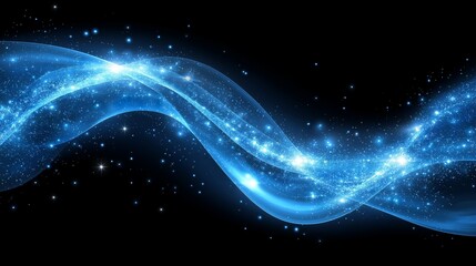 Aufkleber - Blue abstract wave with sparkles and stars, creating a magical, cosmic effect that symbolizes energy, fluidity, and the mysteries of the universe, Generative AI