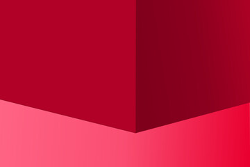 Wall Mural - the corner of the red wall with light shining down, blank red product studio background, stage, podi