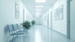 © Trionorejo - A clean, well-lit hospital corridor with seating and plants.