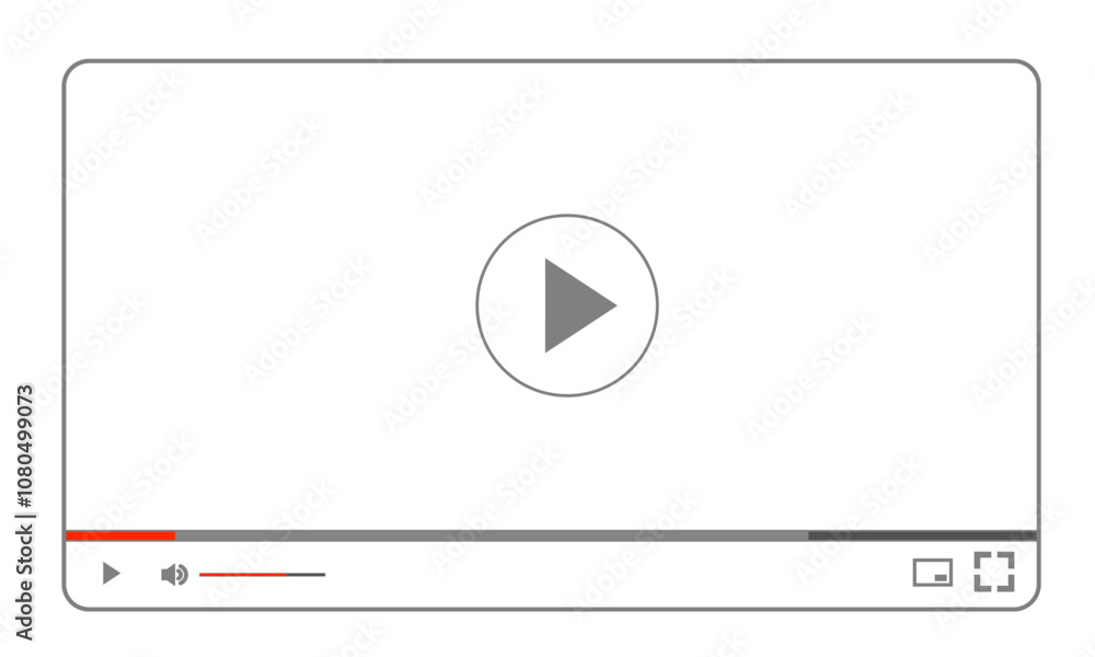 Multimedia video player interface featuring a play button, navigation ...
