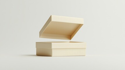 Wall Mural - Minimalistic Open Cream Storage Box Against Soft Neutral Background for Creative Use in Packaging, Gift Wrapping, and Organization Projects