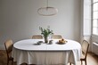 © Michael - Minimalist Oval Table Cover in Crisp Fabric for Elegant Dining Decor