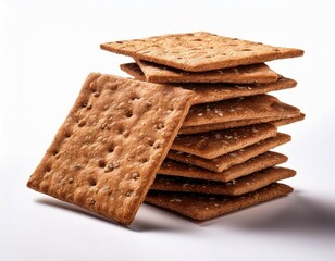 a stack of rye crackers isolated on a white background highlighting a healthy snack or bread alternative