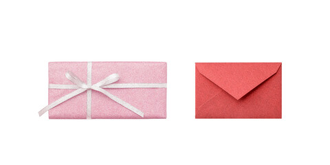 Wall Mural - the clipping of the pink gift with the ribbon of the silver with the lam and clipping of the closed 